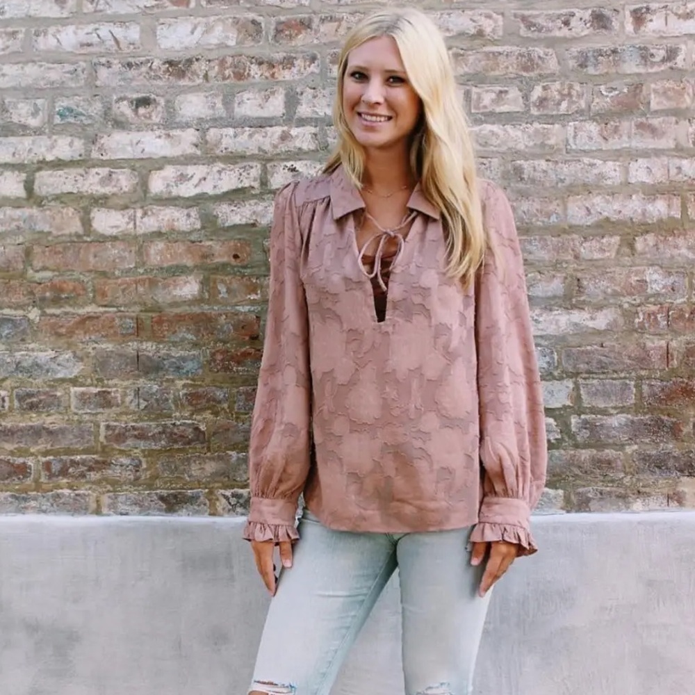 CHLOE Oliver the Muse Bohemian Long Sleeve Blouse Rose Pink Floral from REVOLVE